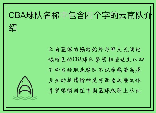 CBA球队名称中包含四个字的云南队介绍
